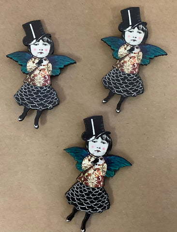 Small Wood winged Girl by Jen (one per purchase)