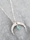 Sosie Designs - #2375 Silver Hammered Crescent Moon Necklace - Pacific Opal
