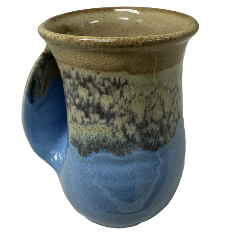 Clay in Motion - The Original Handwarmer Mug: Sandy Beach / Left Hand