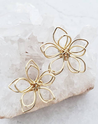Sosie Designs - Gold Wire-Wrapped Lotus Studs Earrings