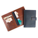 Leather Passport Holder - with Snap Closure: Blue