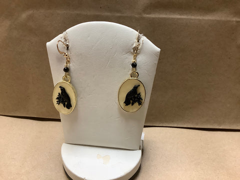 Black crow earrings by Caitlin