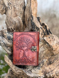 Tree Embossed Leather Journal diary with 200 Handmade pages : Black