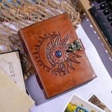 Embossed Leather diary with Sun and moon Stone 200 Travel Journal