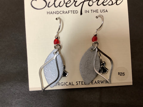 NE-2314 Silver Forest Holiday Earrings