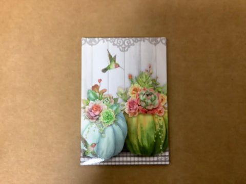 Magnet with Flower Pots and a Hummingbird