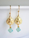Sosie Designs - Gold Sand Dollar Earrings w/Pacific Opal