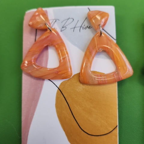 Orange Triangle  Earrings by Barbie