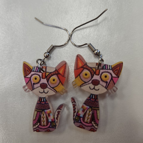 Kitty pinkish purple earrings