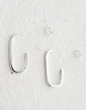 Sosie Designs - #1372 Silver Oval Hoop Studs (12x24 mm)