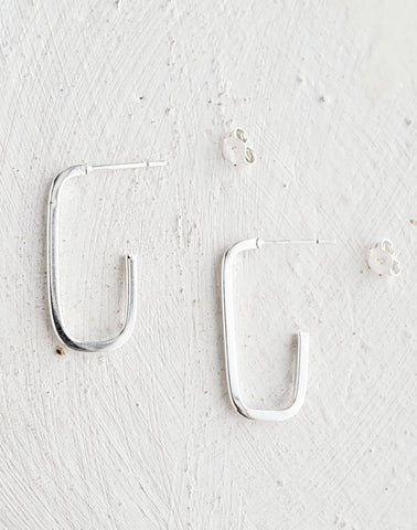 Sosie Designs - #1372 Silver Oval Hoop Studs (12x24 mm)