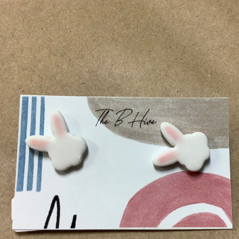 Barbie clay posts white bunny with pink ears.