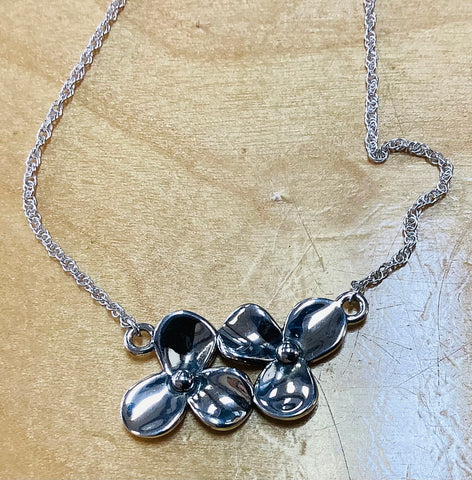 Double Flower Necklace 16” chain by Mary Kay Donnelly