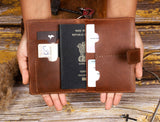 Leather Passport Holder - with Snap Closure: Blue