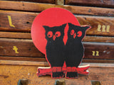 The Sawmill Shop - Red Halloween Wood Cutout Assortment: Two Owls