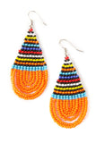 Swahili | AFRICAN MODERN - Maasai Orange Drop Beaded Earrings