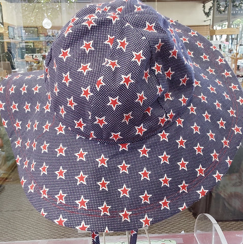 Sun Hat in Red, White, and Blue Fabric by Carol