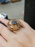 Staxx Spotted & Palm wood Dome Stackable/interchangeable Ring with topper
