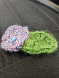 Crocheted Barrettes with Flowers and Leaves