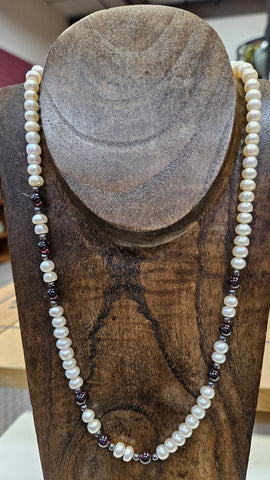 Pearl Necklace Purple and White