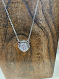 #E83 S/S Smaller Cushion Pendant with 10 mm White CZ