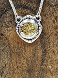 #E83 S/S Smaller Cushion Pendant with 10 mm Yellow CZ