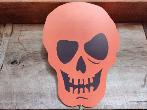 The Sawmill Shop - Halloween Orange Skull Wood Decor