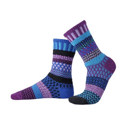 Solmate Socks - Raspberry Crew Socks | USA Made Sustainable Mismatched Socks: XL (Women 12+ / Men 11-14)