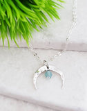 Sosie Designs - #2375 Silver Hammered Crescent Moon Necklace - Pacific Opal