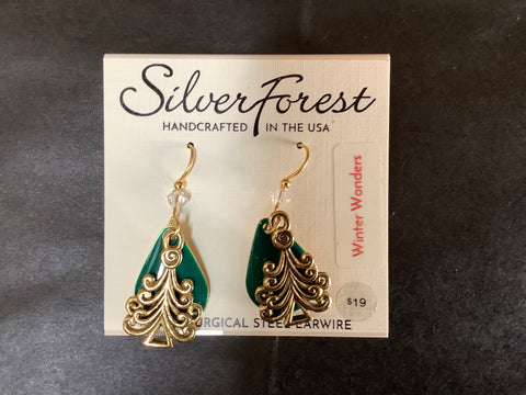 NE-2322 Silver Forest Holiday Earrings