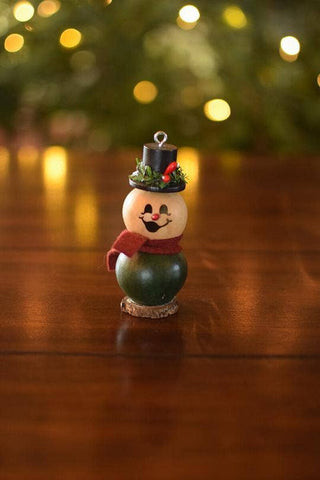 Meadowbrooke Gourds - Lil Pinewood Short Snowman Handcrafted Gourd