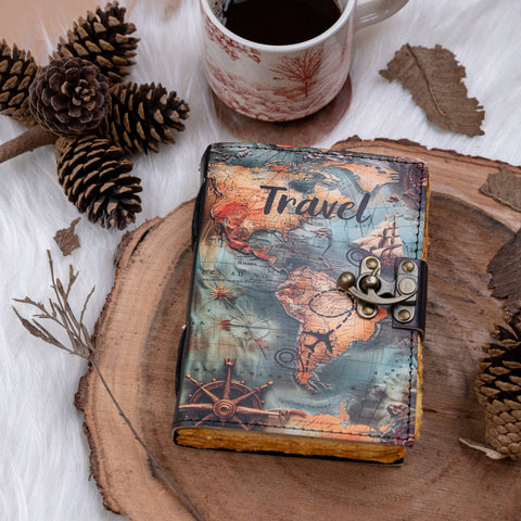 Vintage Leather Journal Notebook Diary for Travel Lovers