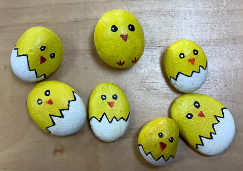 Painted Chick Rocks by Cecelia (one per purchase)