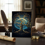 Leather Journal Blank Vintage Notebook with Tree Life Print