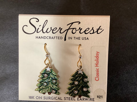 NE-2482F Silver Forest Holiday Earrings