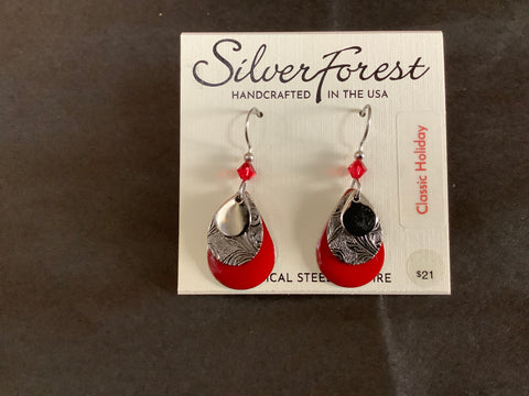 NE-2482D Silver Forest Holiday Earrings