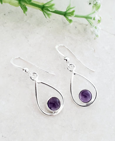 Sosie Designs - Sterling Silver Teardrop Earrings - Amethyst