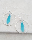 Sosie Designs - Silver Diamond Cut Eco Sea Glass Dagger Earrings - Autumn
