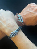 Squiggle Twist Bracelet: Small / Black matte leather