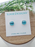 Sosie Designs - Sterling Silver Cushion Studs - Blue Topaz Quartz