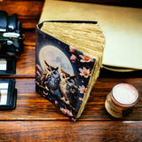 Leather Journal Blank Vintage Notebook with Two Owl Print