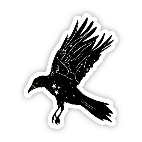 Crow with Stars Sticker Made in the U.S.A. • High quality and durable vinyl, indoor and outdoor use • Waterproof and weatherproof