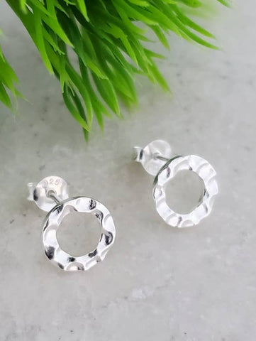 Sosie Designs - Silver Hammered Circle Studs