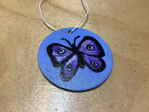 Hand painted  Butterflies  Wooden Disc by Cecelia. ( 1 per purchase)