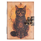Leather Journal Vintage Notebook with Cat leather Print