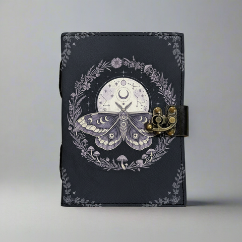 SunlitSage - Moth Journal | Leather Journal | Blank Vintage Journal