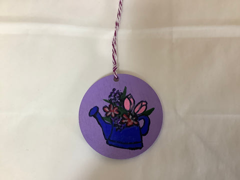 Wood Handpainted Flower Ornament