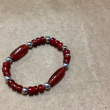 Red  Glass Beads and Silver beads