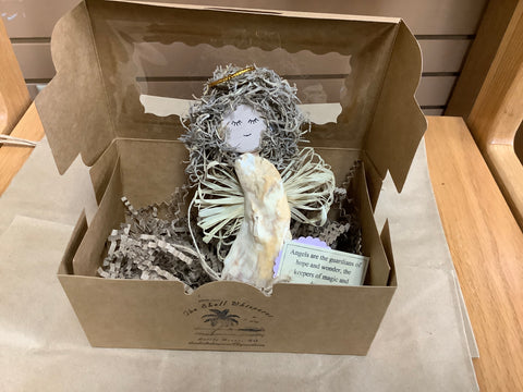 Boxed Raffia Shell Angel by Lisa