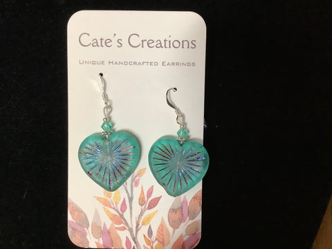 Czech Glass Heart Earrings
